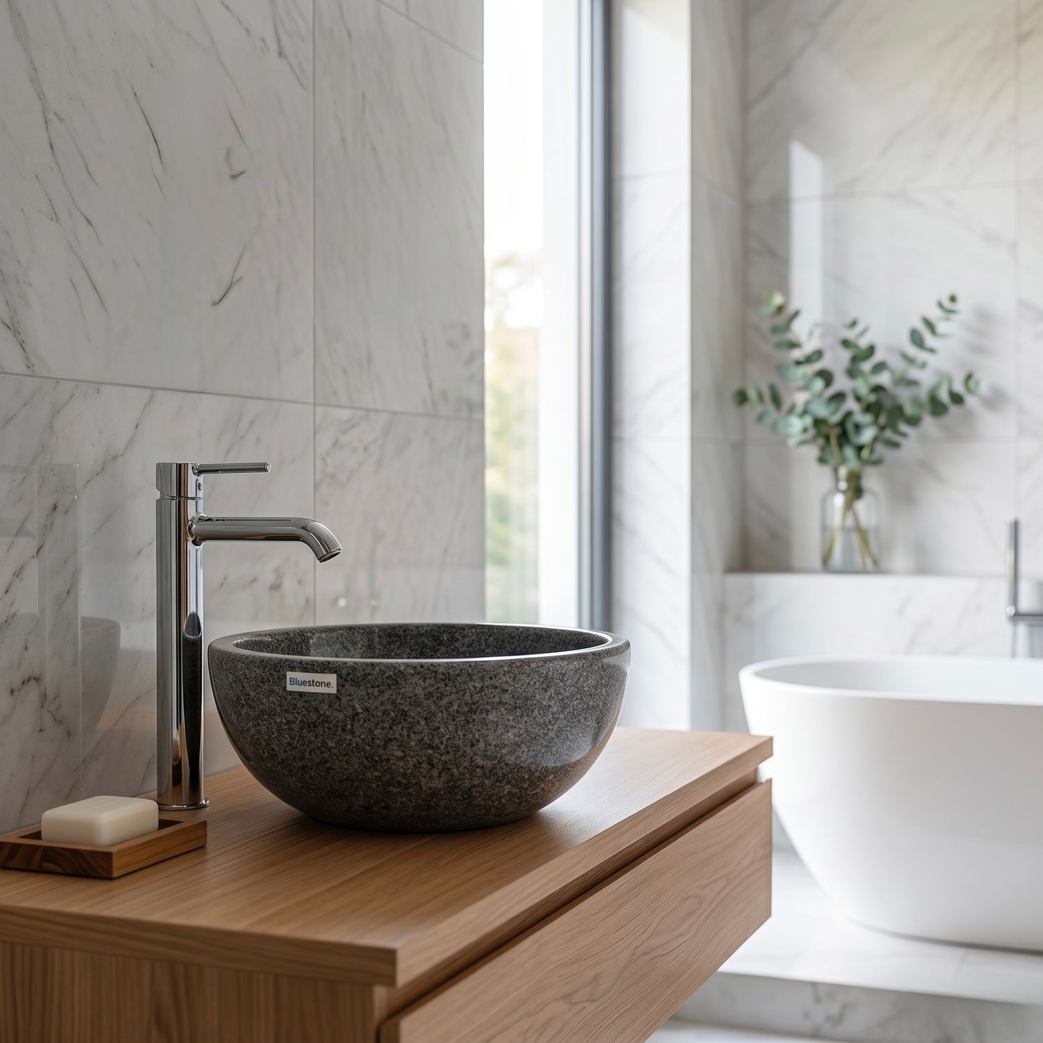 Countertop basin "Invités" 30 cm grey granite — Product view 4