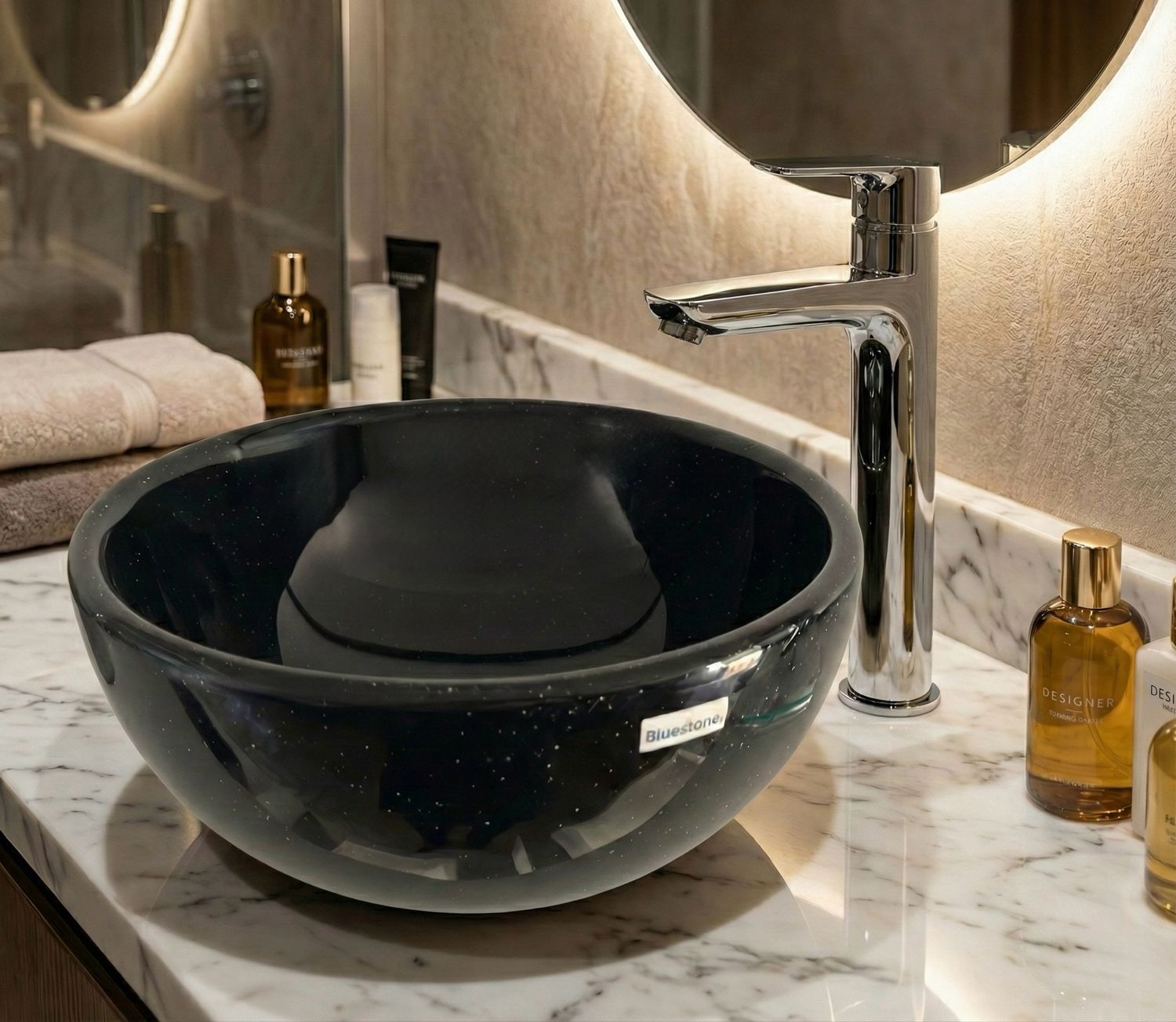 Countertop basin "Invités" 30 cm black granite — Product view 3
