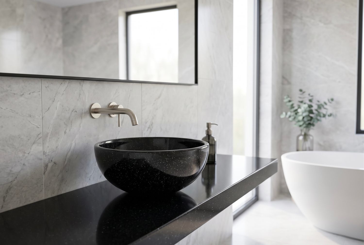 Countertop basin "Invités" 30 cm black granite — Product view 6