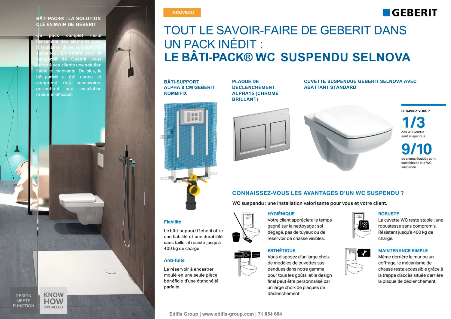 Bâti-pack® Geberit Selnova Wall-Hung Toilet