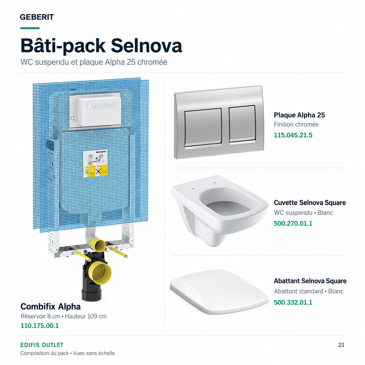 Bâti-pack® WC suspendu Geberit Selnova