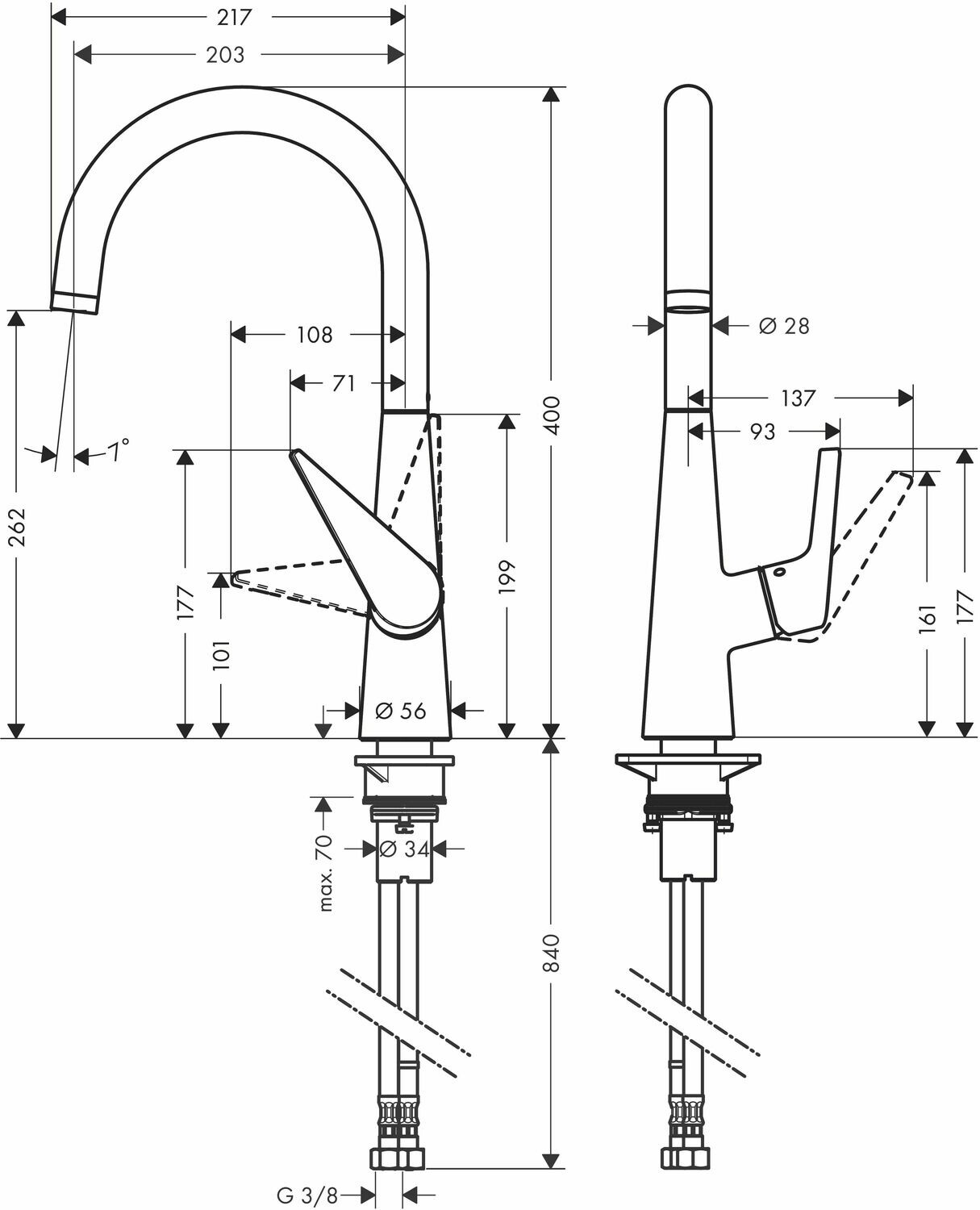 Mitigeur de cuisine Hansgrohe Talis M51 260 — vue 4