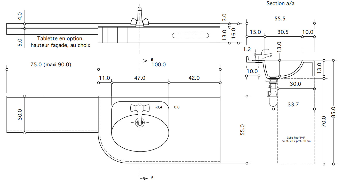 Plan-vasque Capri 100 cm — Vue produit 6