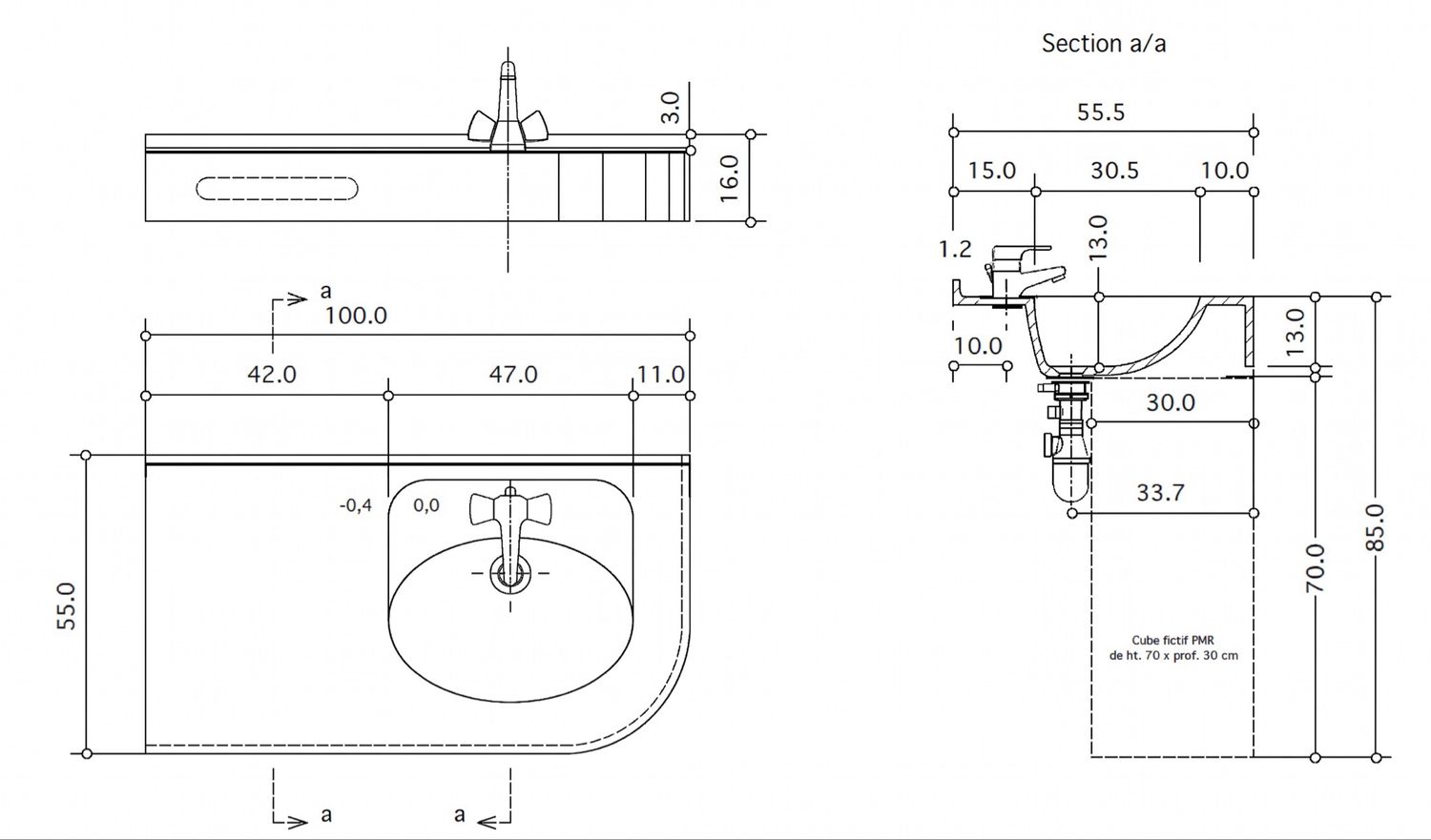 Plan-vasque Capri 100 cm — Vue produit 7