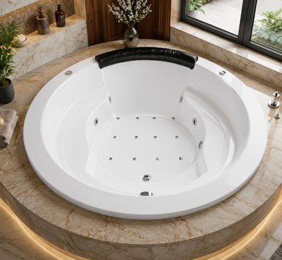 Mixed Palacio hydromassage bathtub with integrated headrest