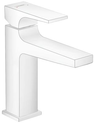 Hansgrohe Metropol 110 Matte White Basin Mixer with Push-Open Waste