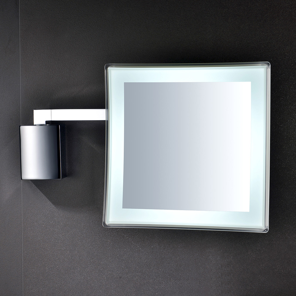 Miroir agrandissant Maldive carré 39 cm chromé avec éclairage LED - vue 2