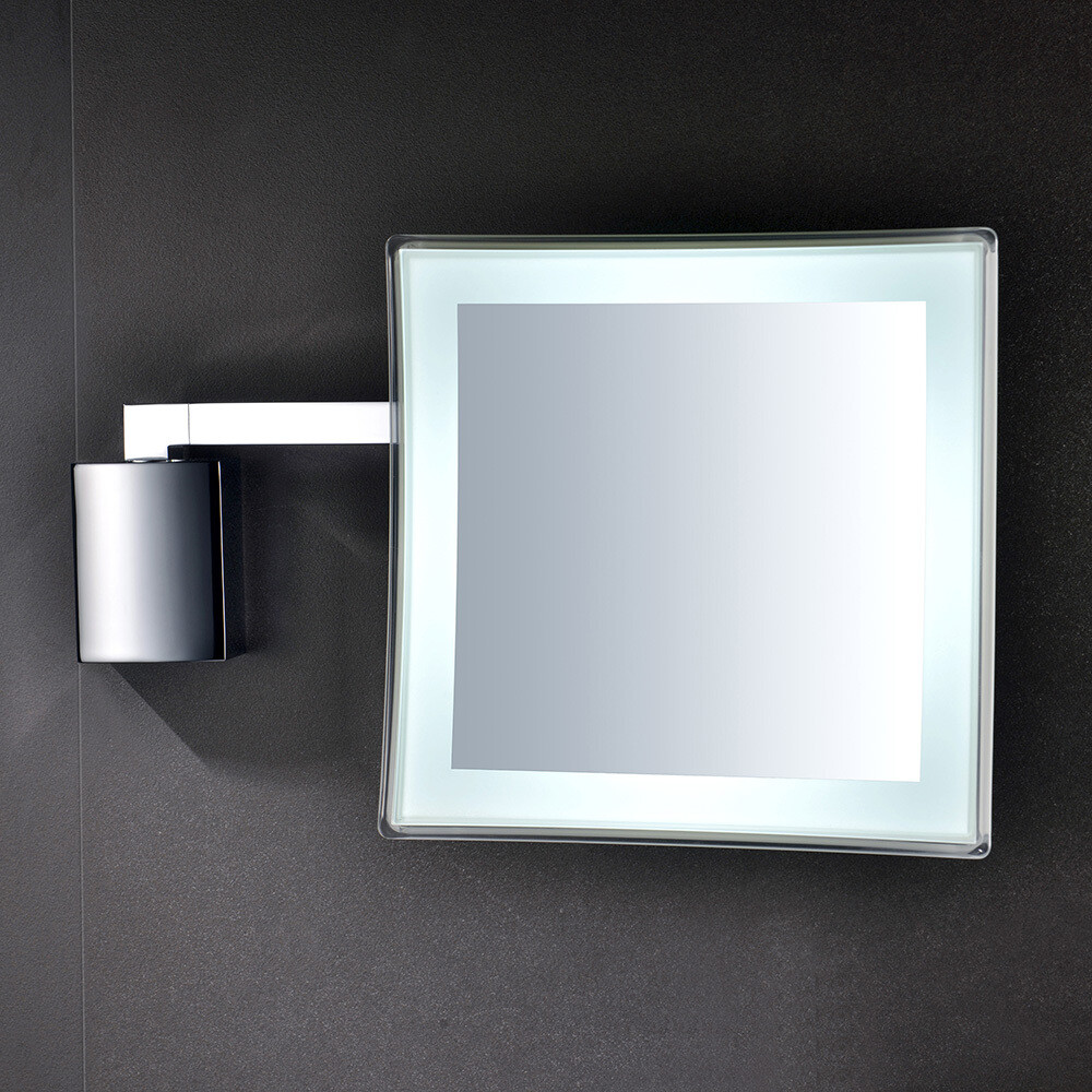 Magnifying Mirror Maldives Square 39 cm Chrome with LED Lighting