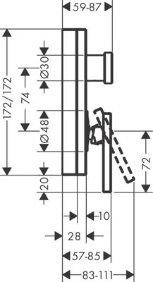 Set de finition pour mitigeur de bain / douche encastré AXOR Edge