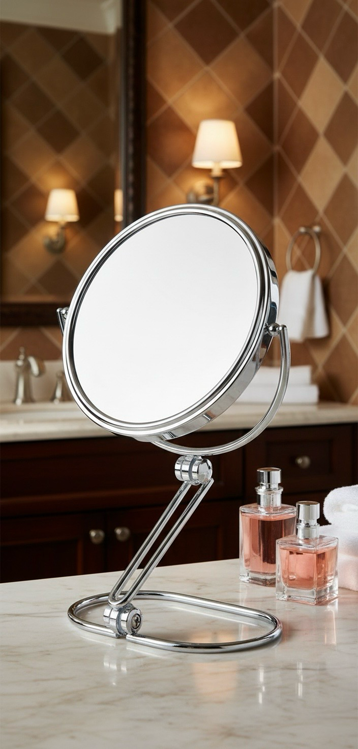 Miroir agrandissant (Zoom x 5) Gedy Beauty rond 20 cm chromé - vue 2