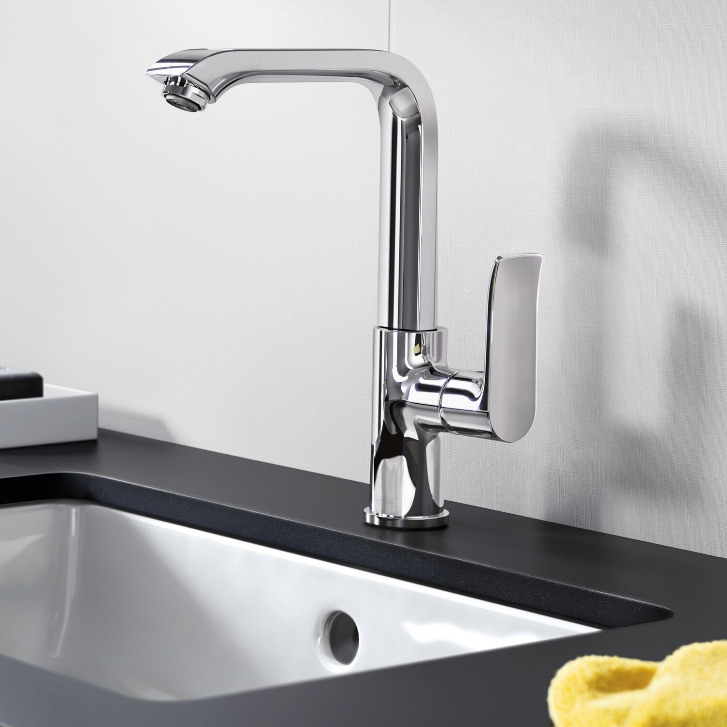 Mitigeur surélevé pour vasque libre Hansgrohe Metris 230 en laiton chromé avec bonde push-open — vue 3