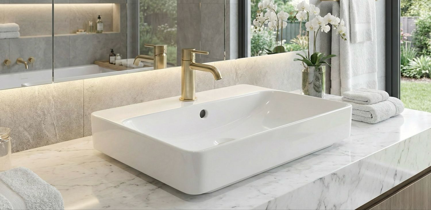 Geberit VariForm Rectangular Washbasin Bowl 60 x 45 cm with Tap Platform