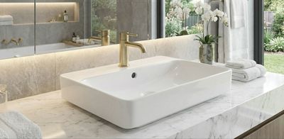 Geberit VariForm Rectangular Washbasin Bowl 60 x 45 cm with Tap Platform