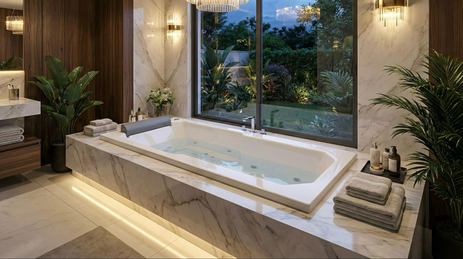 Regency Single Hydromassage Bathtub 170 x 80 cm with Integrated Headrest