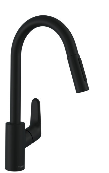 Focus Kitchen Mixer Tap with Pull-Out Spray in Matte Black Finish