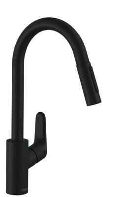 Focus Kitchen Mixer Tap with Pull-Out Spray in Matte Black Finish