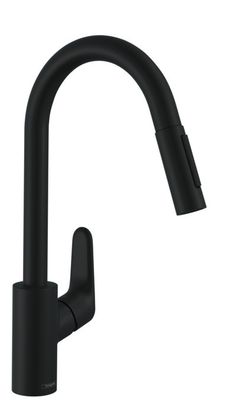 Focus Kitchen Mixer Tap with Pull-Out Spray in Matte Black Finish