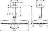 Raindance Select E Douche de tête 300 2jet avec raccord au plafond