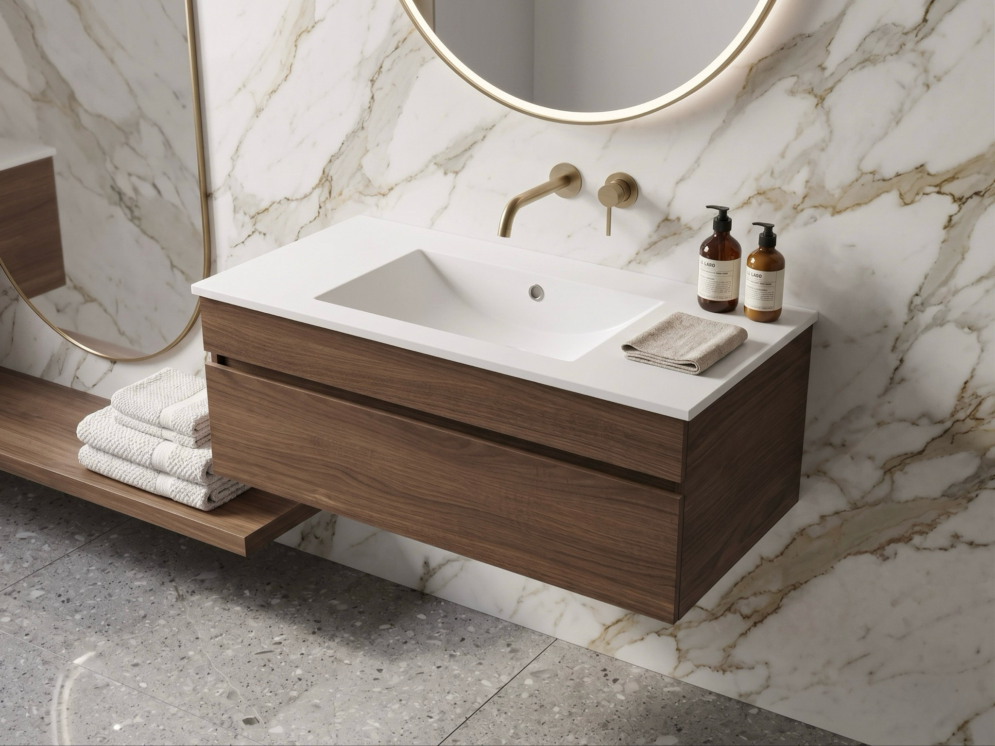 Meuble de salle de bains Comete 96 cm à un tiroir (sans vasque) - vue 9