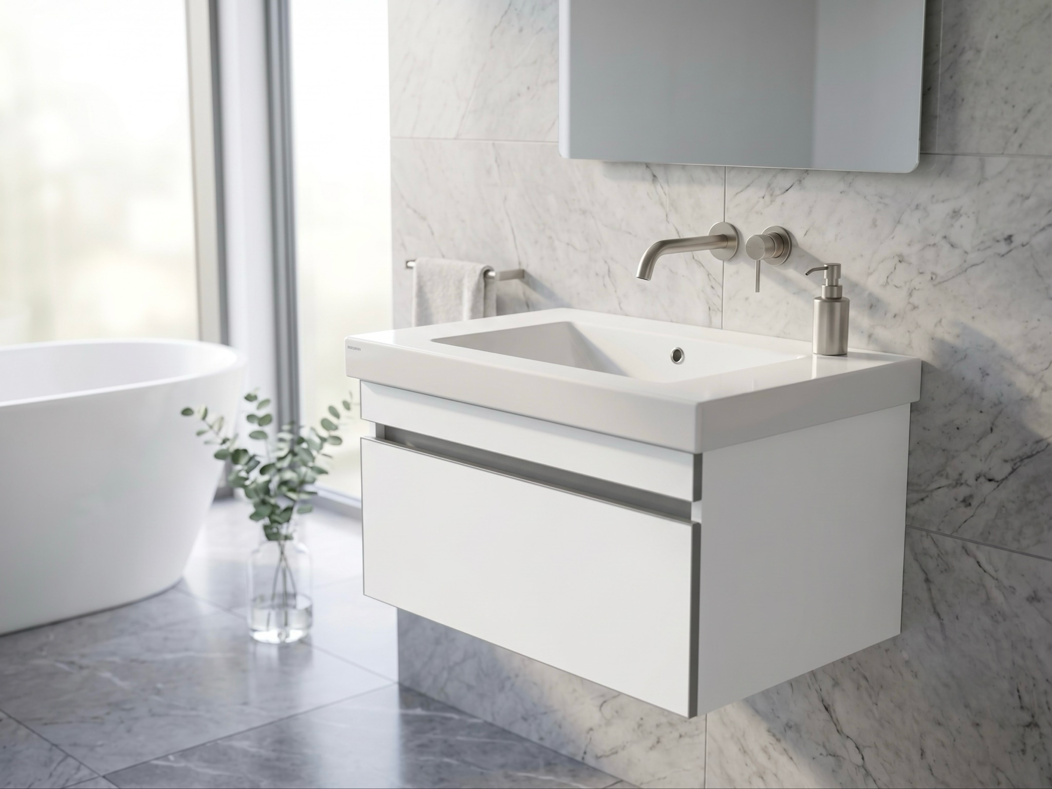 Meuble de salle de bains Spazio 70 cm à un tiroir (sans vasque) - vue 4