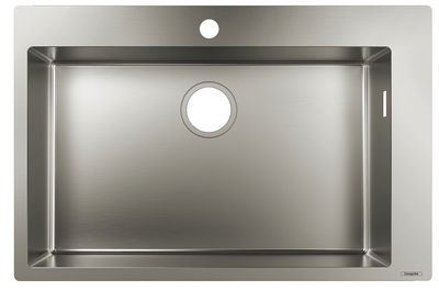 Évier de cuisine Hansgrohe encastré simple bac 66 cm  sans égouttoir en acier inoxydable brossé