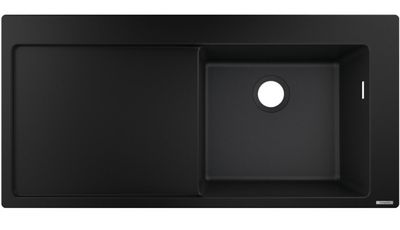 Évier de cuisine Hansgrohe encastré simple bac 105 cm avec égouttoir en finition noir graphite