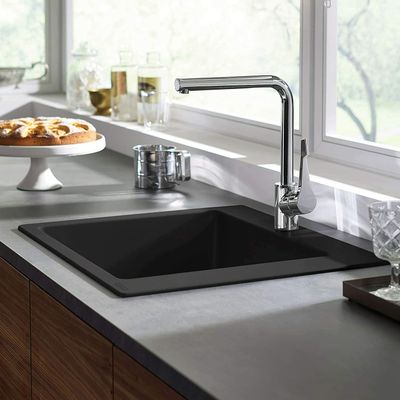 Évier de cuisine Hansgrohe encastré simple bac 45 cm sans égouttoir en finition noir graphite