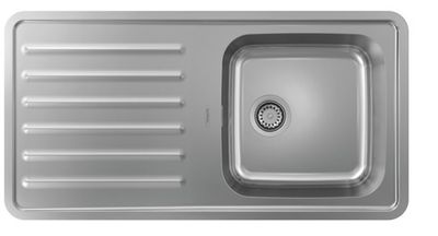 Évier de cuisine Hansgrohe encastré simple bac 40 x 40 cm avec égouttoir en acier inoxydable brossé