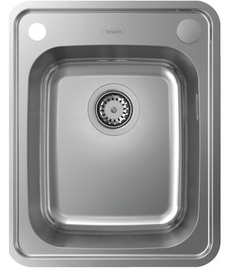 Évier de cuisine Hansgrohe encastré simple bac 34 x 40 cm en acier inoxydable brossé