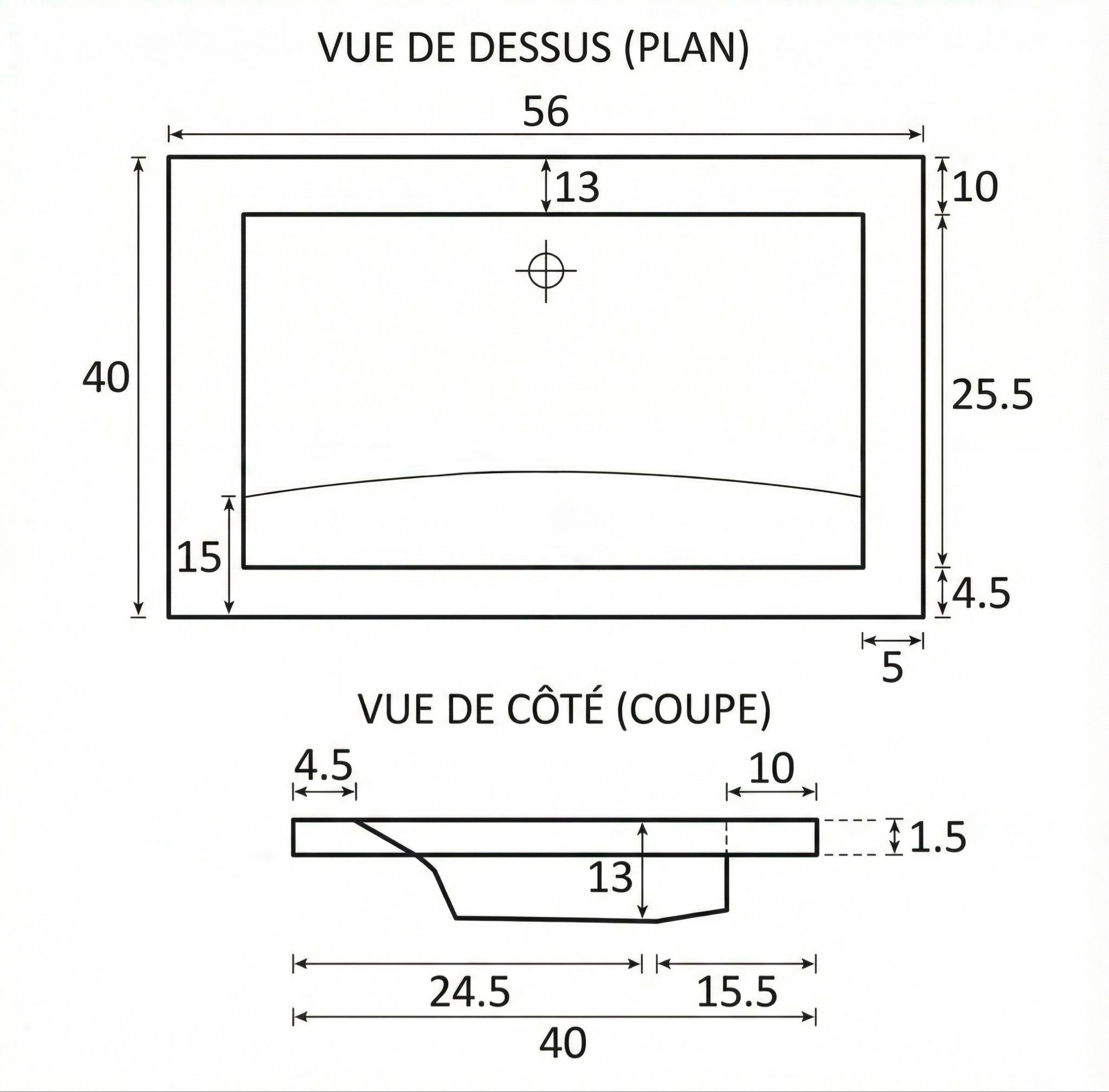 Plan-vasque Oceana 56 cm - vue 3