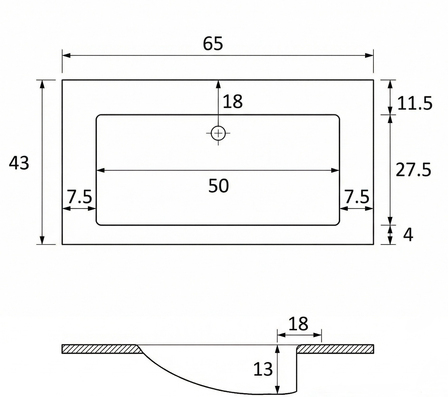 Plan-vasque Quito 65 cm - vue 2