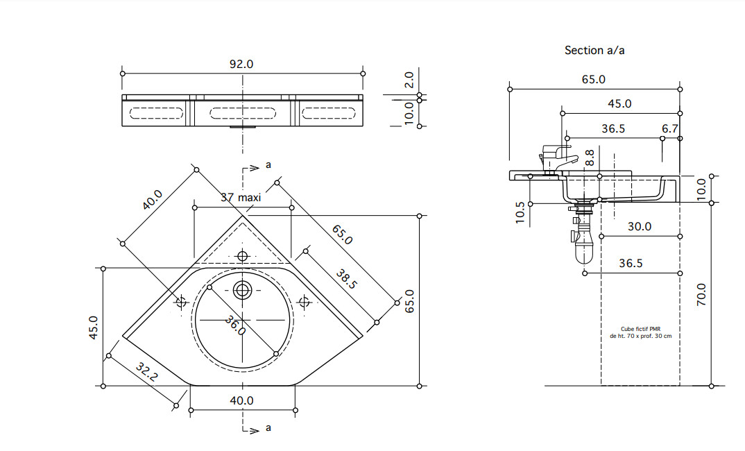 Plan-vasque Anglade 65 cm — Vue produit 4