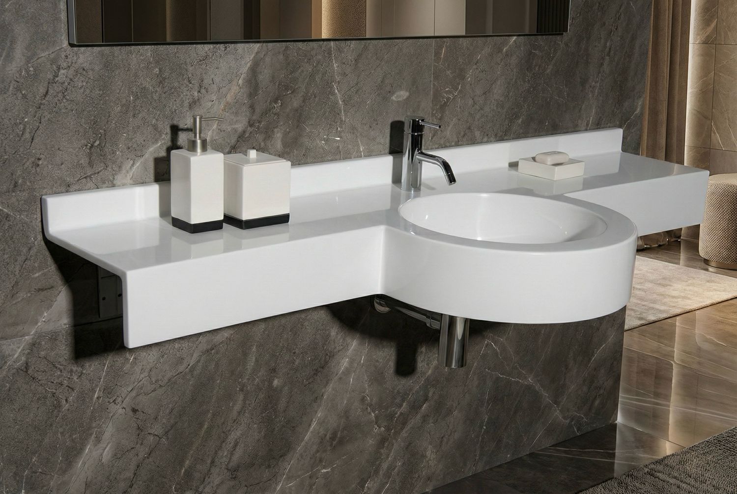 Vanity top Dune (100 to 200 cm) x 55 cm — Product view 2