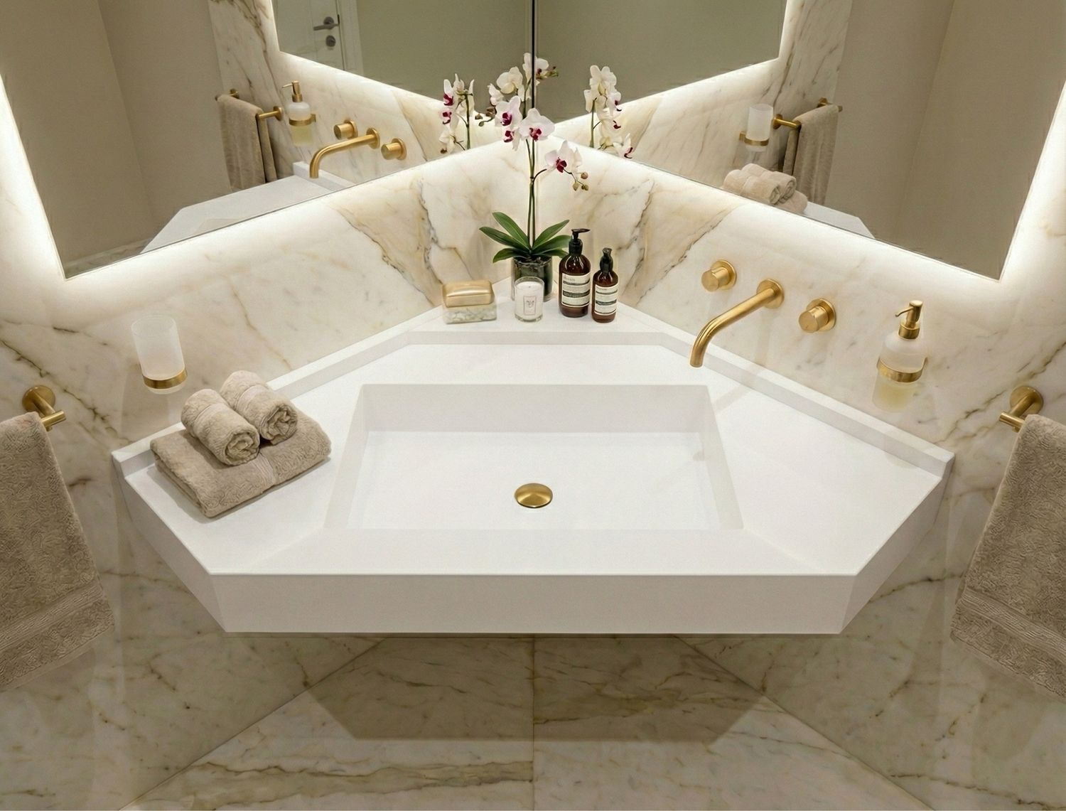 Vita 75 cm Corner Washbasin Plan