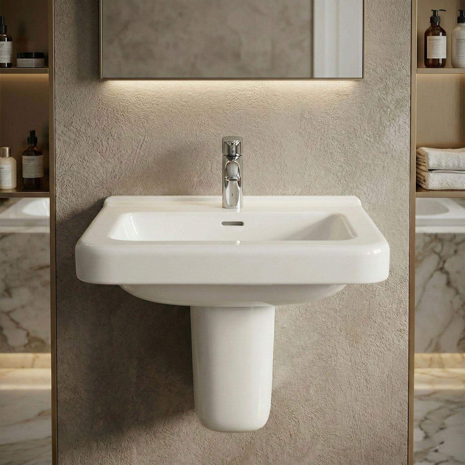 Lavabo Geberit Selnova Comfort Square, adapté PMR — vue 3