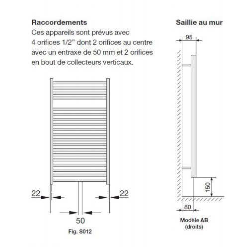 Radiateur sèche-serviettes Zehnder (Acova) Virando 80 x 50 cm - Noir - vue 4
