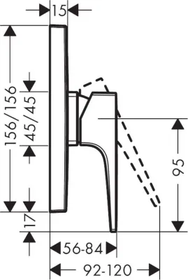 Finish set for Hansgrohe Metropol concealed shower mixer with loop handle