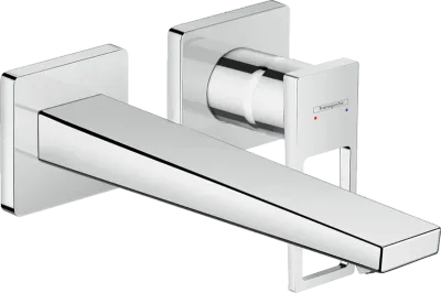 Hansgrohe Metropol 225 mm Wall-Mounted Basin Mixer in Chrome-Plated Brass with Lever Handle