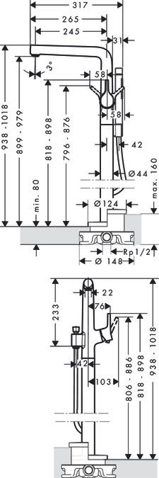 Hansgrohe Talis S Bath/Shower Mixer for Floor-Mounted Installation
