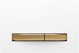 Geberit Sigma50 plaque de déclenchement, laiton brossé, design bandes, blanc, facile à nettoyer.