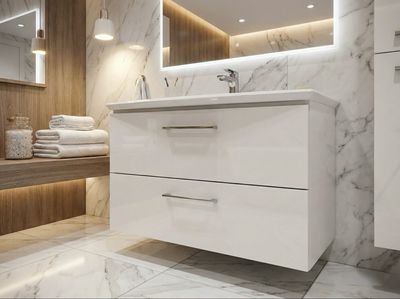 Meuble de salle de bains Lido 92 cm à deux tiroirs (sans vasque)