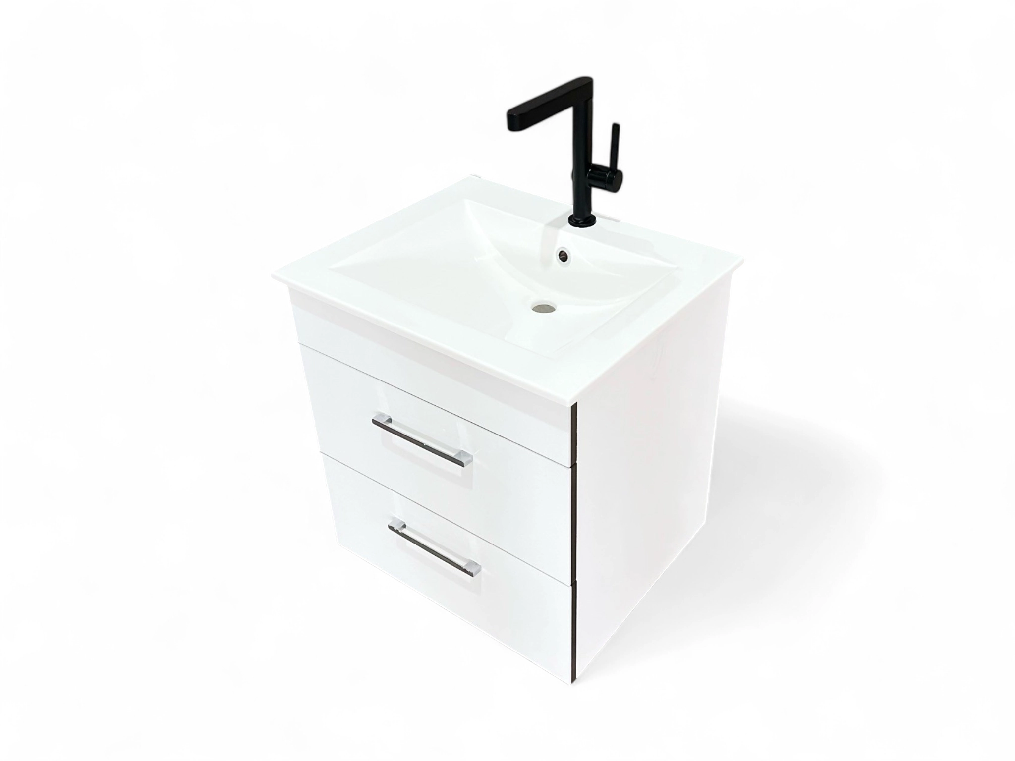 Meuble de salle de bains Spazio 60 cm à deux tiroirs (sans vasque) - vue 9