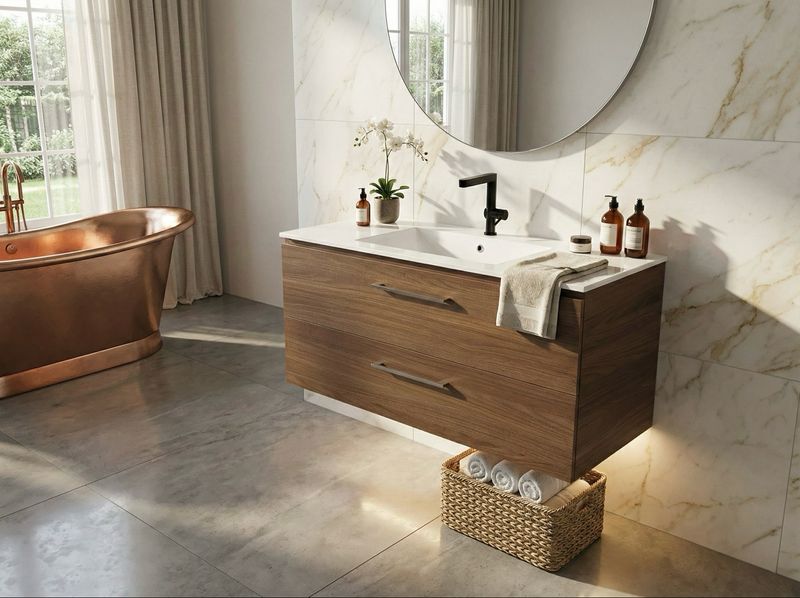 Meuble de salle de bains Comete 96 cm à deux tiroirs (sans vasque)