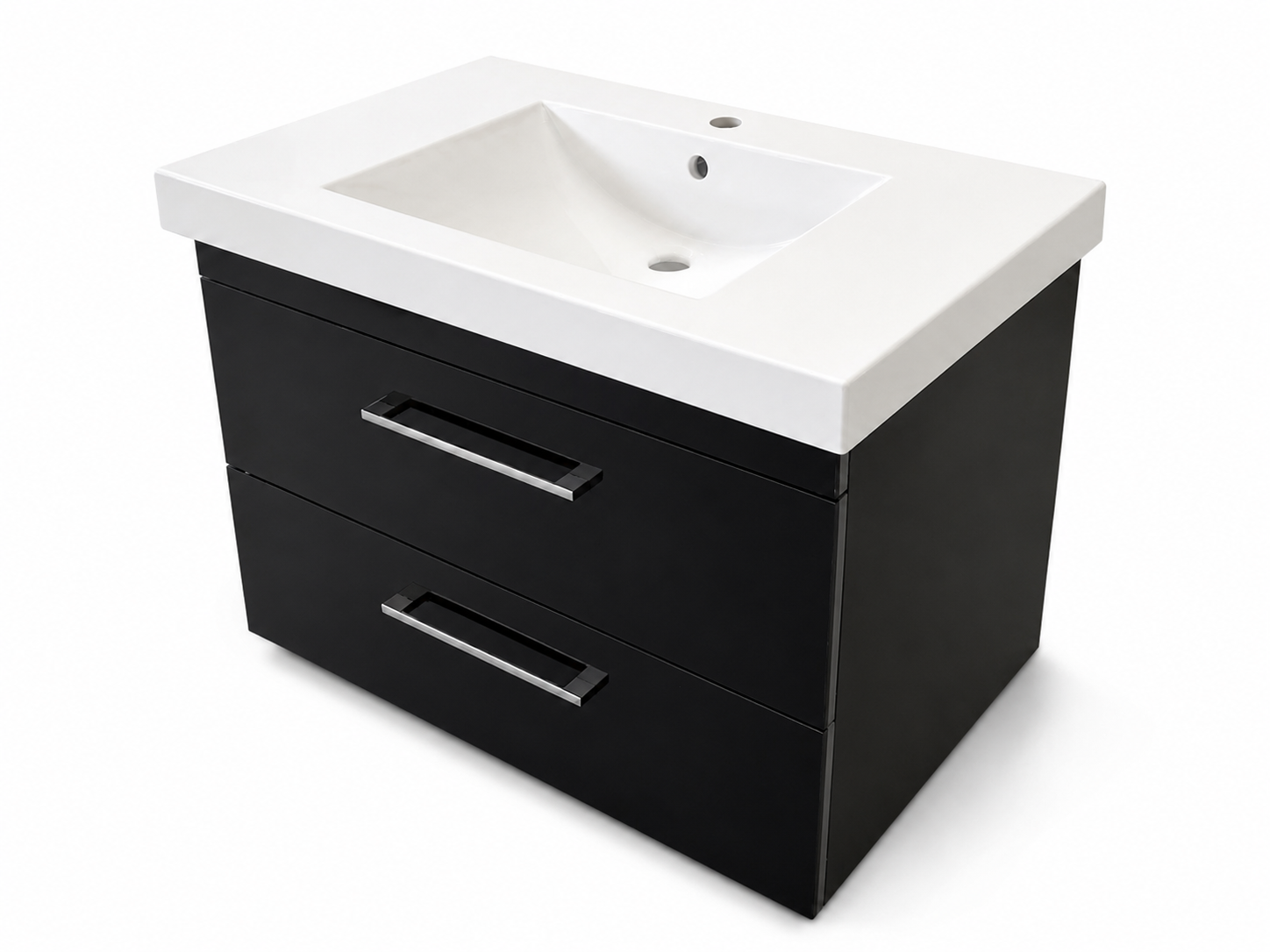 Meuble de salle de bains Spazio 80 cm à deux tiroirs (sans vasque) - vue 12