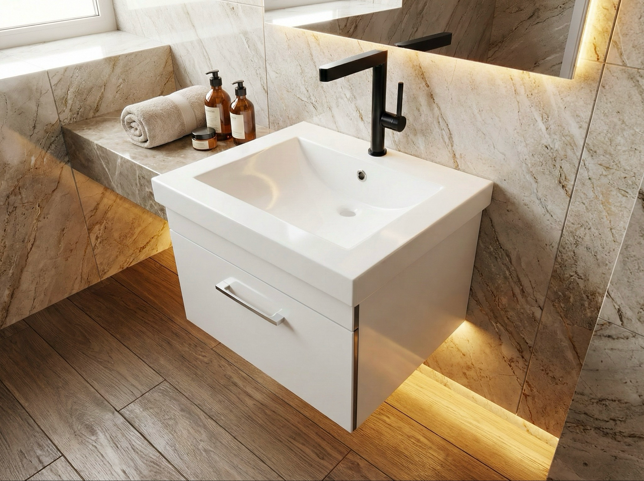 Meuble de salle de bains Spazio 60 cm à un tiroir (sans vasque) - vue 7