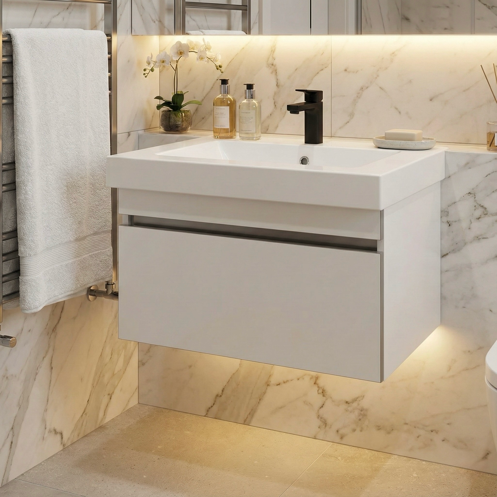 Meuble de salle de bains Spazio 60 cm à un tiroir (sans vasque) - vue 8