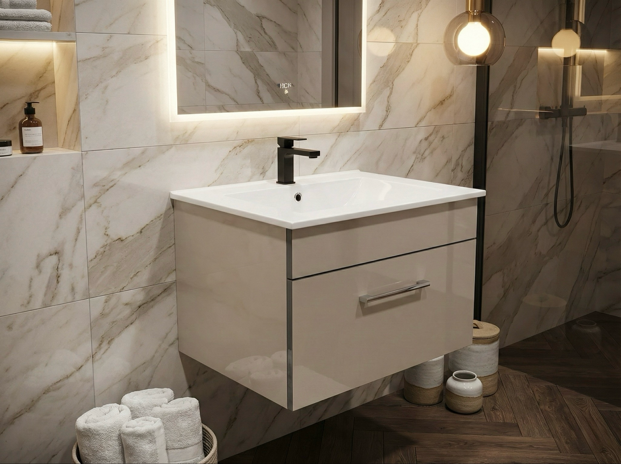Meuble de salle de bains Spazio 60 cm à un tiroir (sans vasque) - vue 6