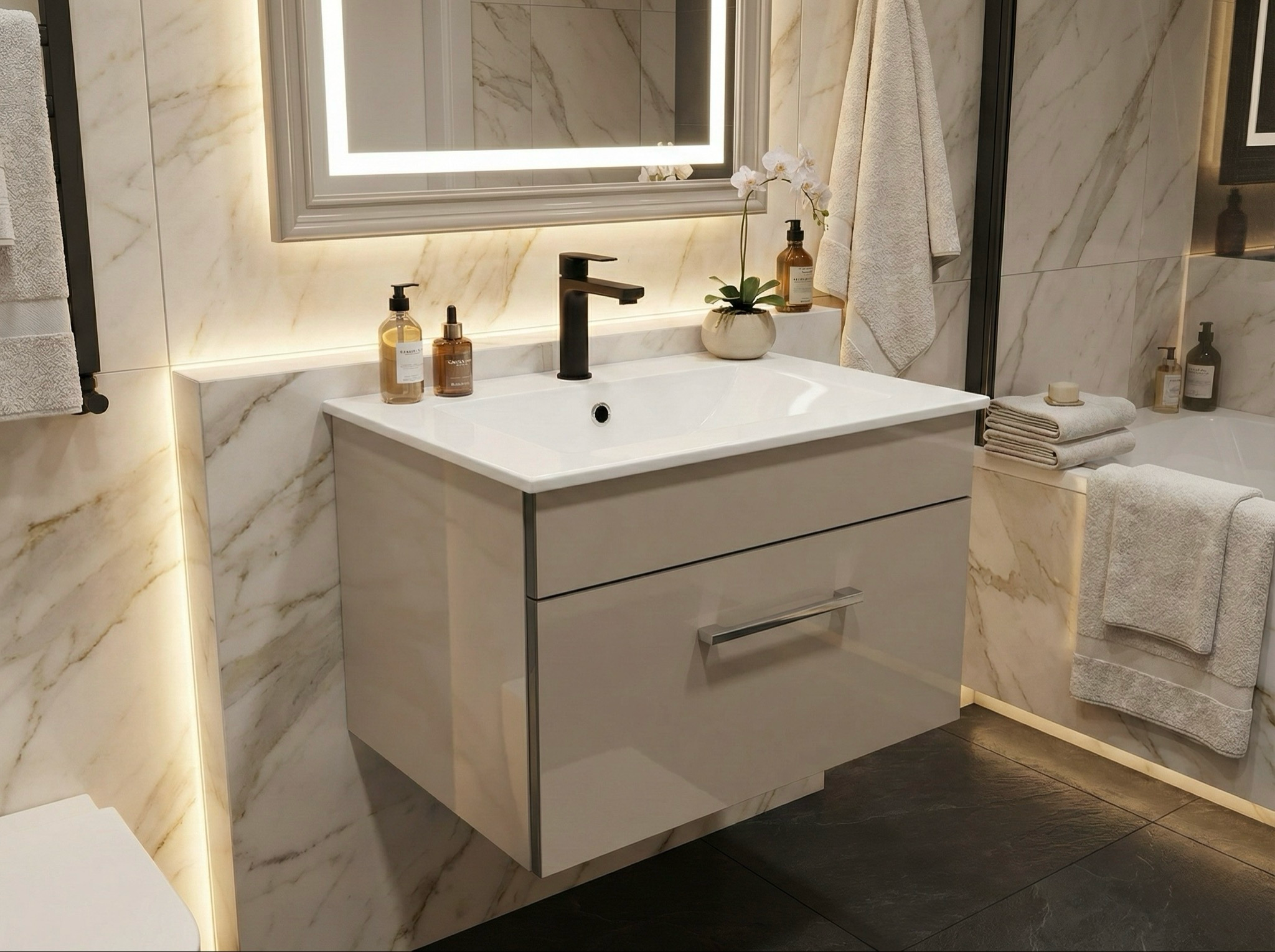 Meuble de salle de bains Spazio 60 cm à un tiroir (sans vasque) - vue 5