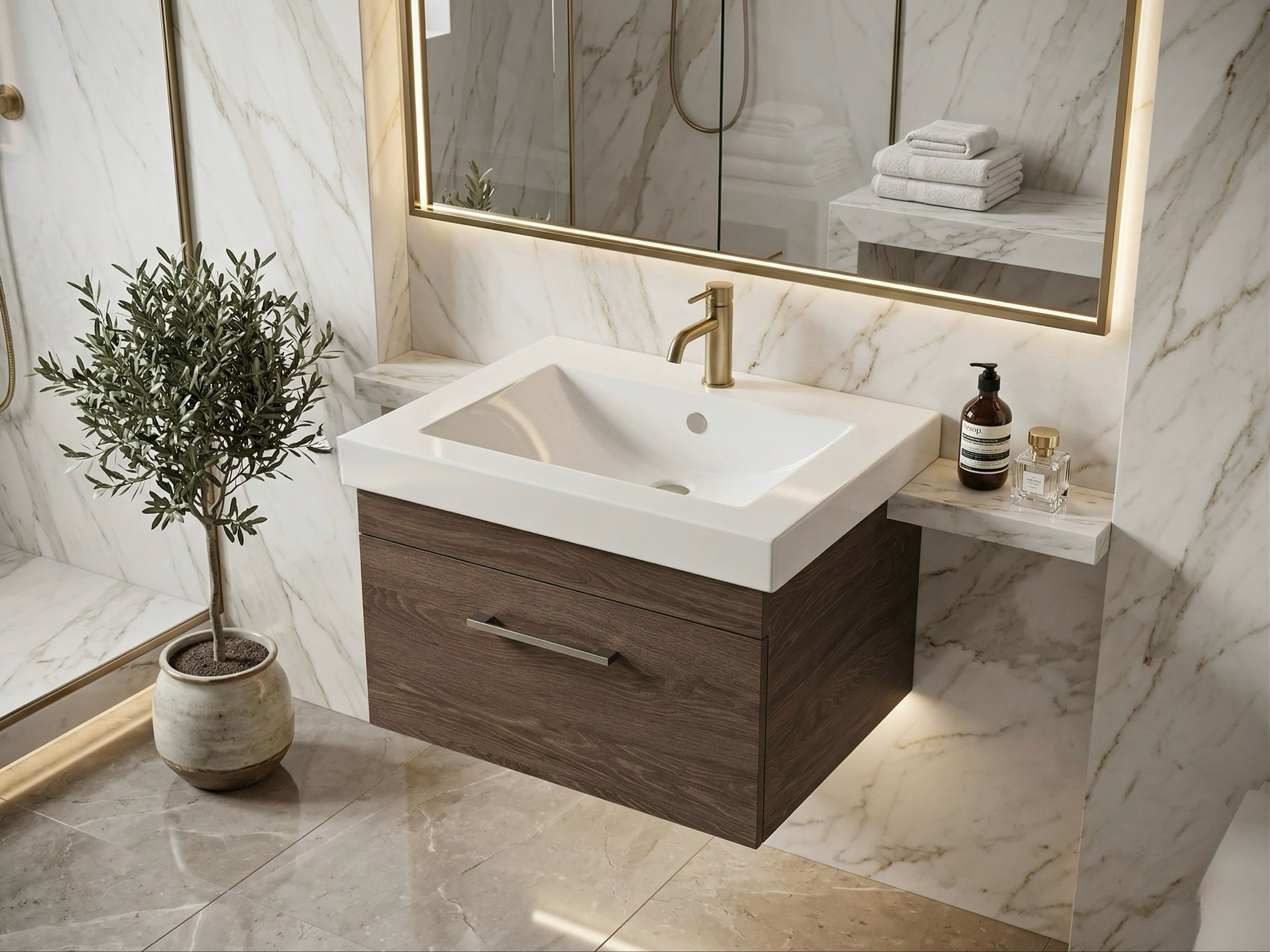Meuble de salle de bains Spazio 60 cm à un tiroir (sans vasque) - vue 3
