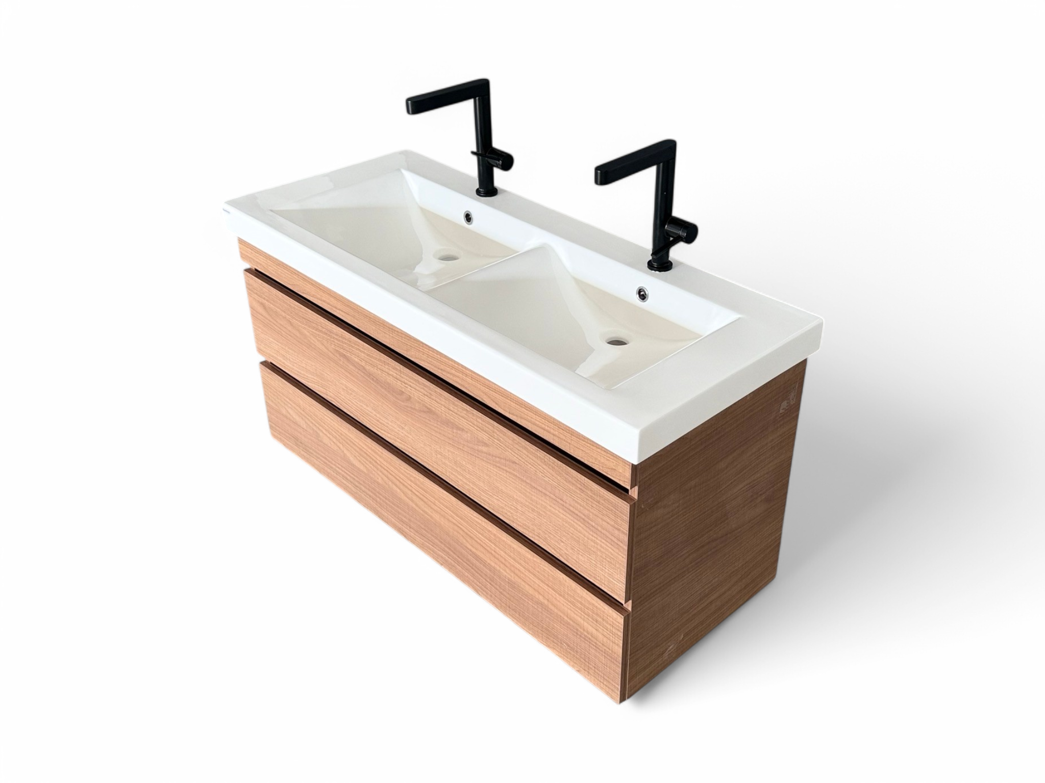 Meuble de salle de bains Spazio double 120 cm à deux tiroirs (sans vasque) - vue 8